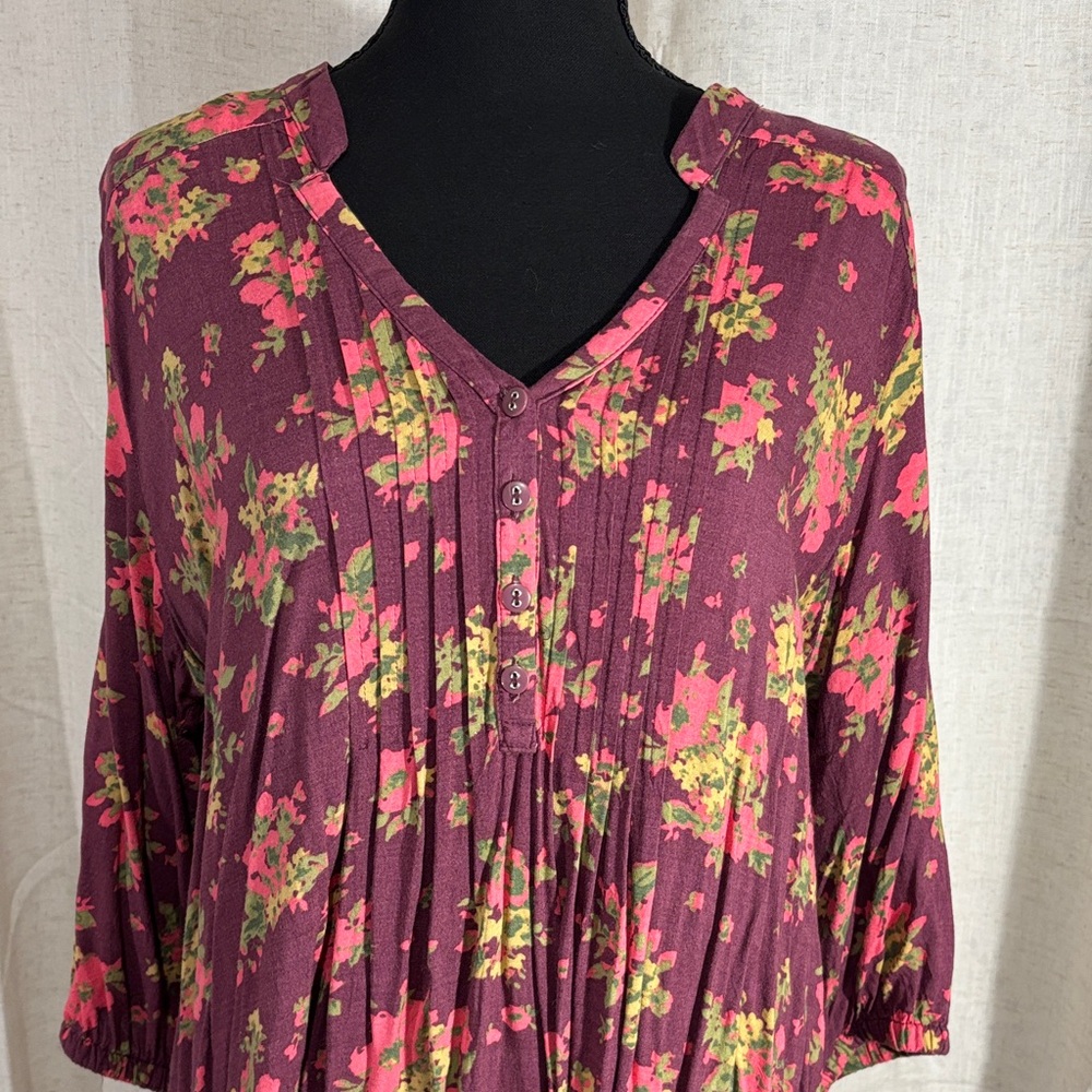 Route 66 Mauve Floral Women’s Tunic Top or Mini Dress